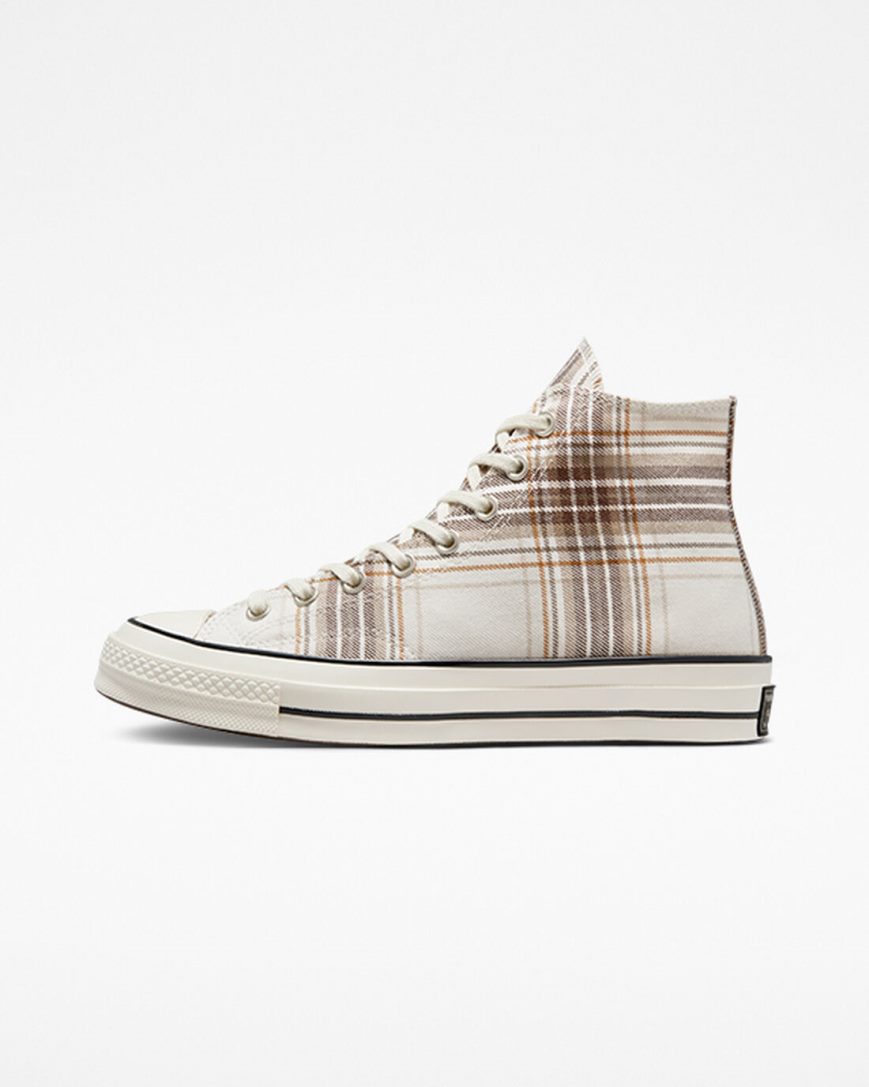 Dámské Boty Vysoké Converse Chuck 70 Tartan Béžový Černé | CZ ZHPQ69